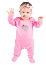 Baby Girl Skull Clothes Pink Skull & Bow Baby Sleepsuit