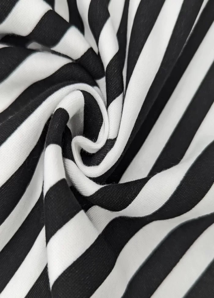 Beetlejuice Baby Grow Black & White Vertical Striped Cotton