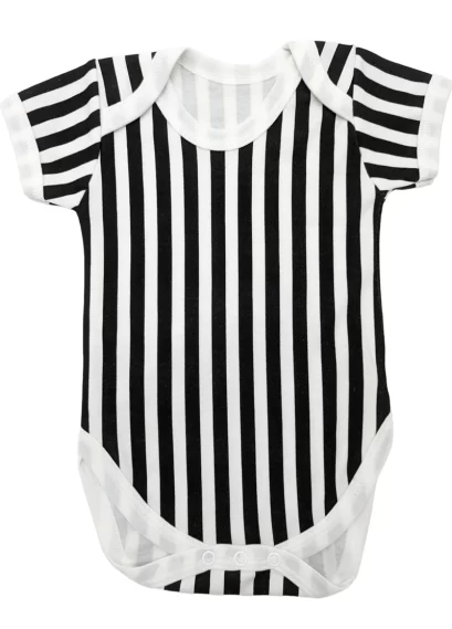 Beetlejuice Striped Baby Grow Black & White Vertical Striped Bodysuit