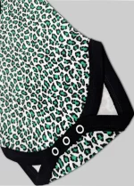 Leopard Print Baby Grow Green Emerald Poppers
