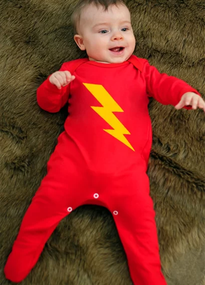 Funky Flash Superhero Baby Sleepsuit Red Outfit