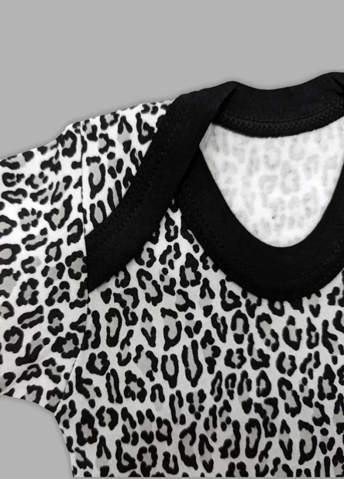 Leopard Print Baby Grow Black & White Animal Print Sleepsuit