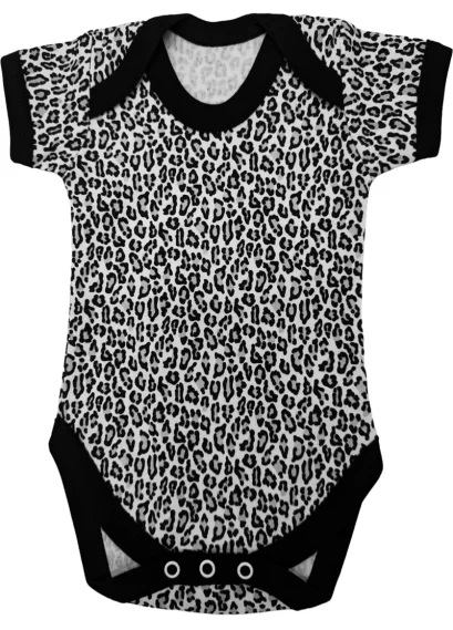 Leopard Print Baby Grow Black & White Animal Print Bodysuit