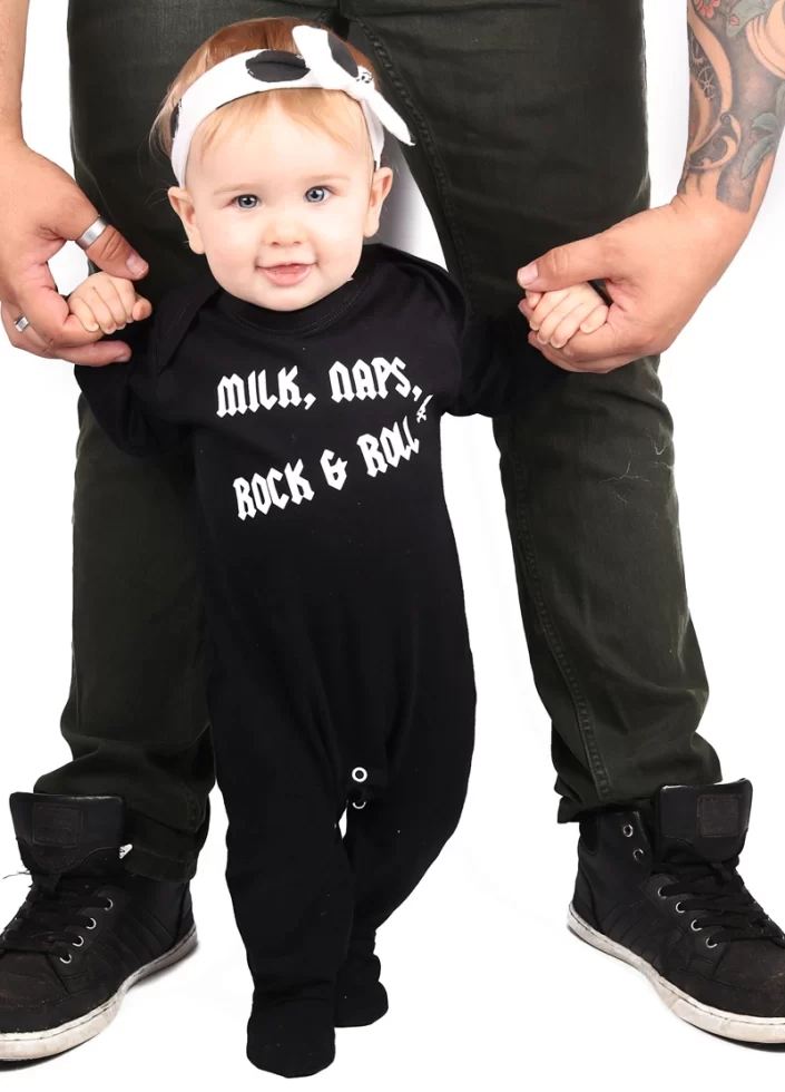 Milk, Naps, Rock & Roll Baby Sleepsuit Music Romper