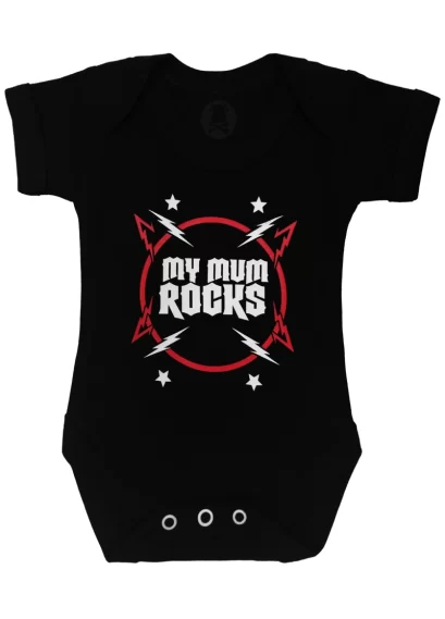 My Mum Rocks Baby Grow Black Rock n Roll Bodysuit