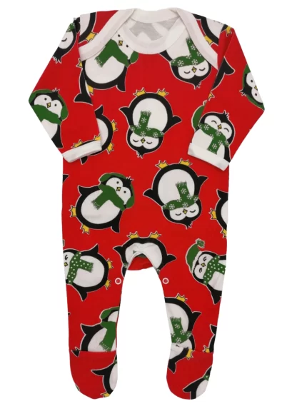 Penguin Baby Sleepsuit 1st Christmas Baby Outfit Neckline