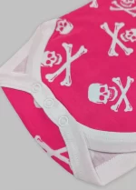 Pink Skull & Crossbones Baby Grow Goth Poppers to Vest Bodysuit