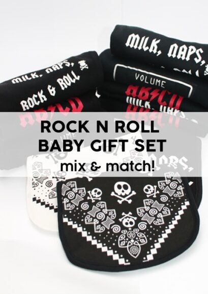 Rock n Roll Baby Gift Set, Mix & match rock music baby shower gift idea