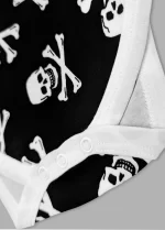 Skull & Crossbones Baby Grow Black & White Bodysuit Poppers