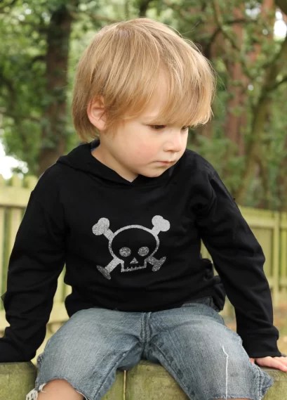 Baby Toddler Trendy Kids Hoodie with Glitter Skull Print