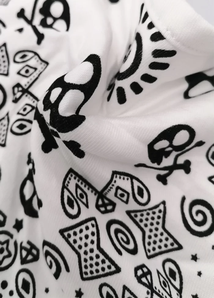 White Baby Bibs Rock & Roll Music Print Close Up