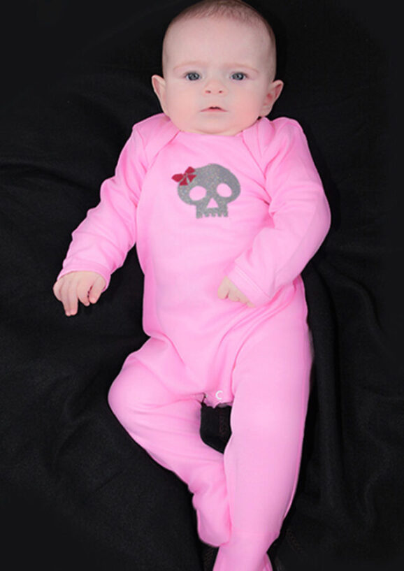 Skull & Bow Baby Sleepsuit Alternative Baby Girl Clothes
