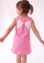 Cute Baby Dresses, A Line Pink Girls Dress with Angel wings print