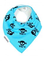 Cute Bandana Bibs, Funky Bright Blue Bandana Bib - Alternative skull & crossbones pirate style print.